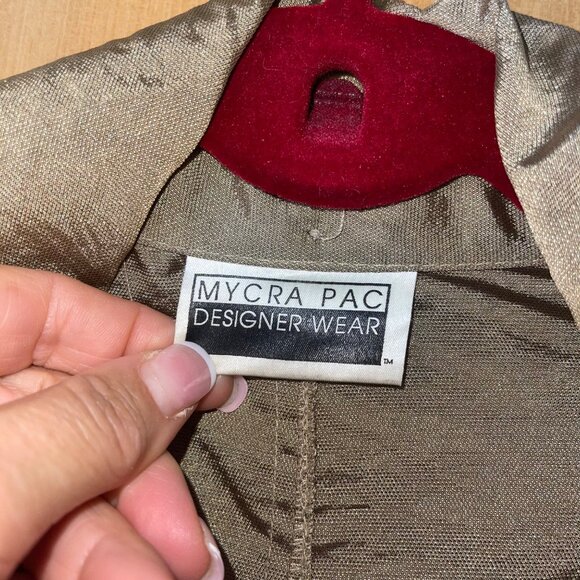 Mycra Pac Designer Wear Womens Trench Rain Coat One Size Gold Belted Pockets - Picture 12 of 16